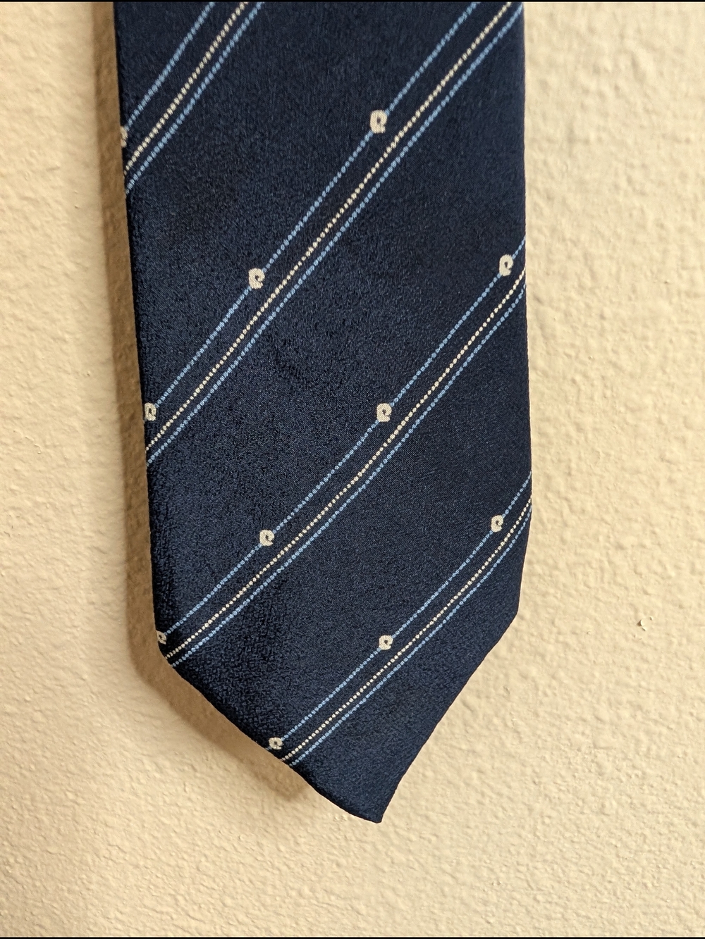 Pierre Cardin Silk Tie | Navy Blue‎ Diagonal Stripe | Made in France